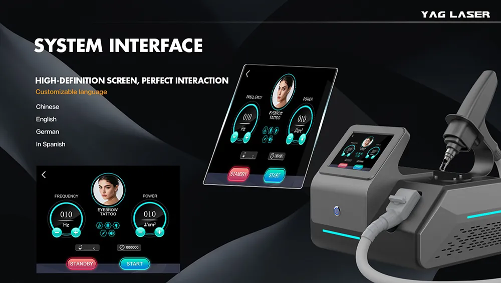 portable q switched nd: yag laser tattoo removal & carbon peeling machine