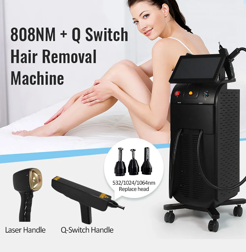 professional 2 in 1 808nm diode laser & q switch pico laser machine (jb dl01c)