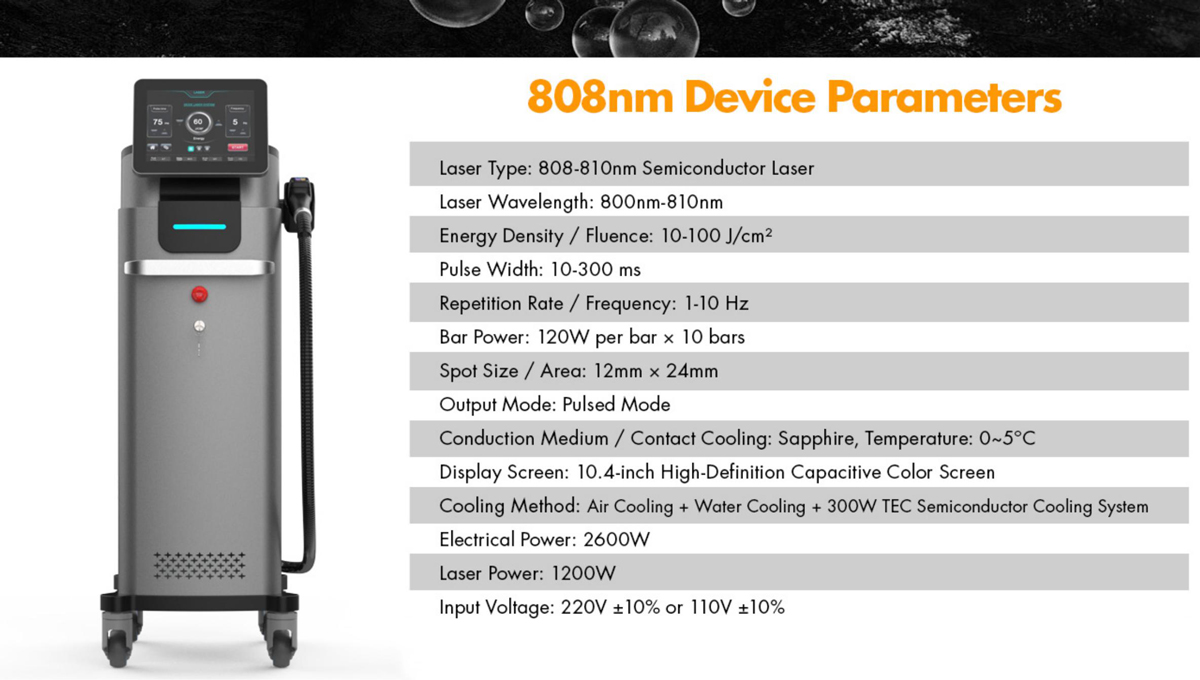 professional 1200w 808nm diode laser hair removal machine