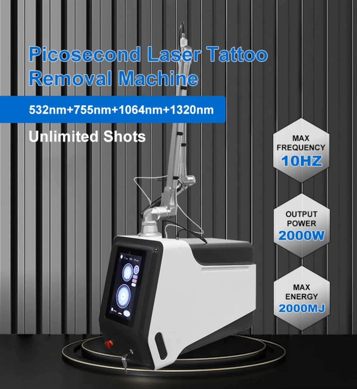 desktop 2000w picosecond laser tattoo removal machine (unlimited shots)