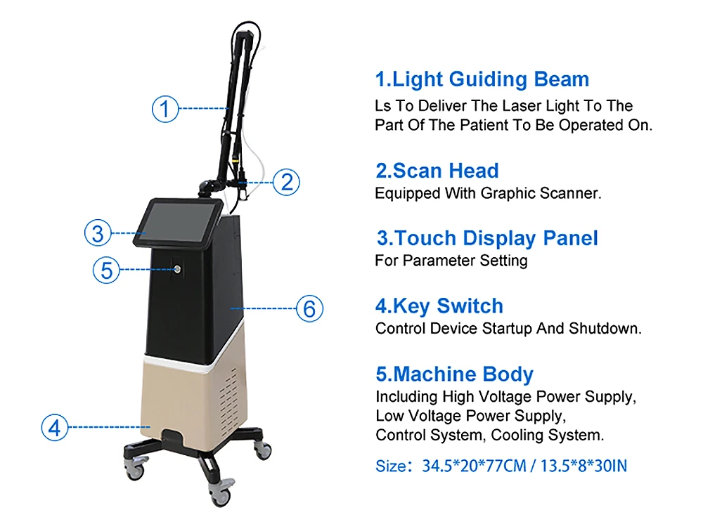 professional 60w fractional co2 laser machine for skin resurfacing & rejuvenation