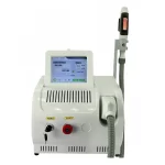 Jing Bow JB-IPL01B portable OPT IPL hair removal and skin rejuvenation machine featuring a digital touch screen, emergency stop button, and treatment handpiece banner