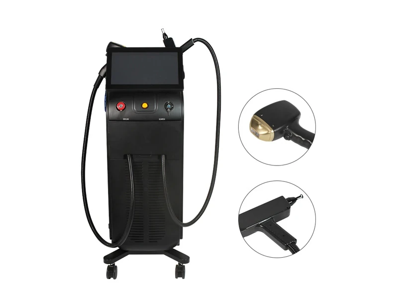 Professional 2-in-1 aesthetic laser machine featuring diode hair removal and pico laser handpieces for beauty clinics.