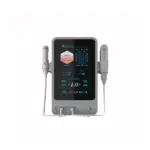Silver portable HIFU machine featuring a large vertical touchscreen display and dual side treatment handpieces